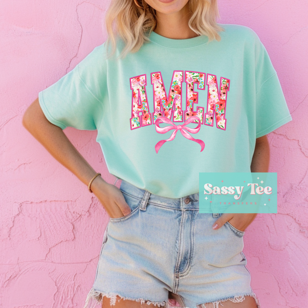 AMEN PINK FLORAL COQUETTE BOWS