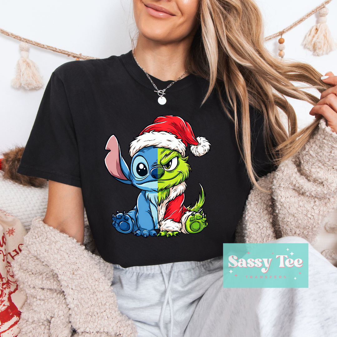 STITCH GREEN MAN SANTA HAT Adult **Preorder/Restock Ships in Est. 5-10 biz days**
