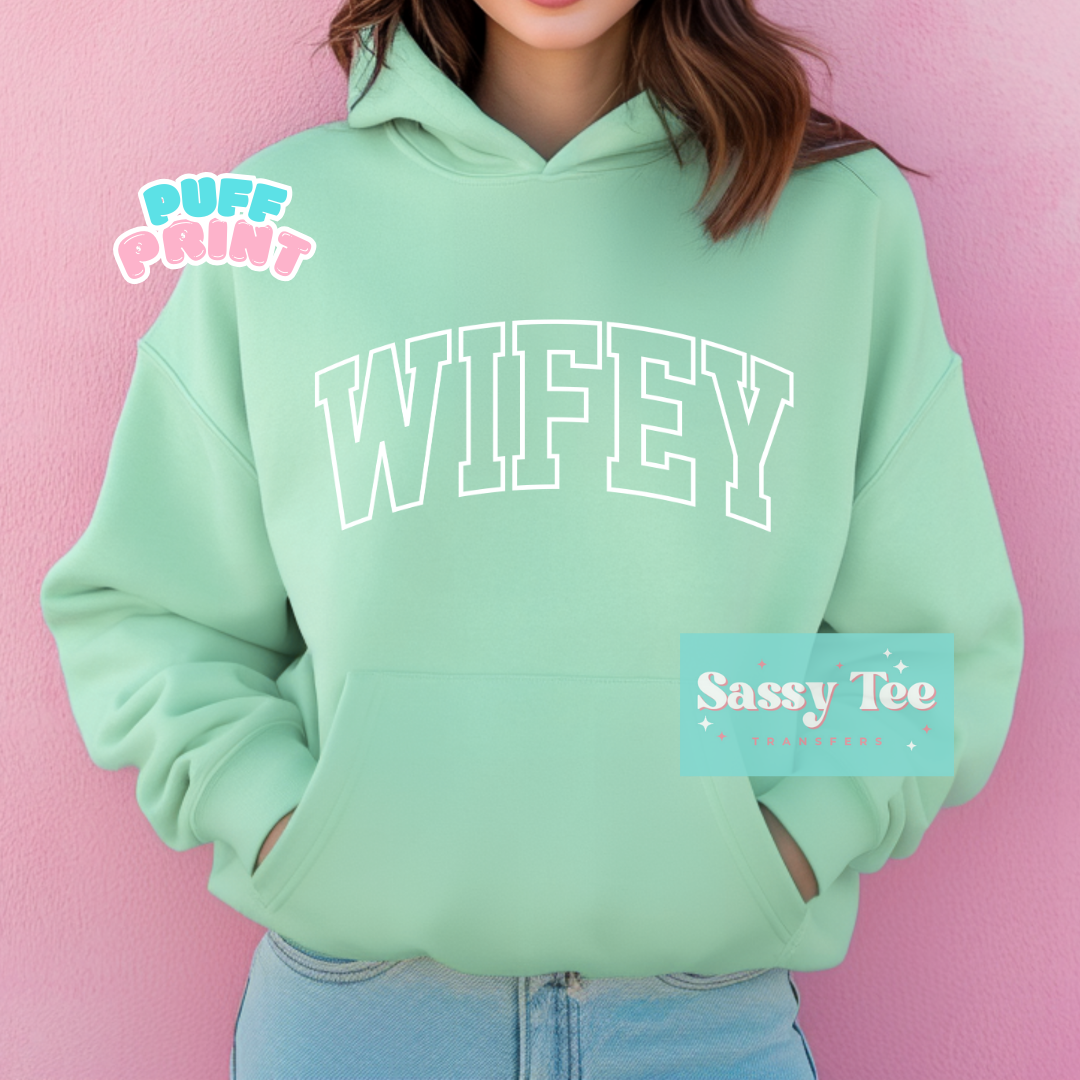 WIFEY VARSITY White PUFF