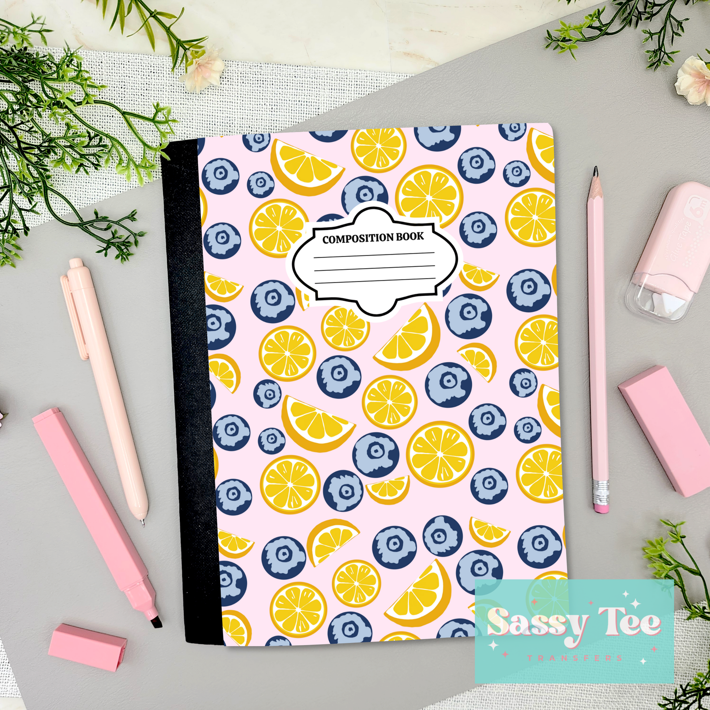 LEMONS BLUEBERRY PINK Peel + Stick Notebook Cover SET