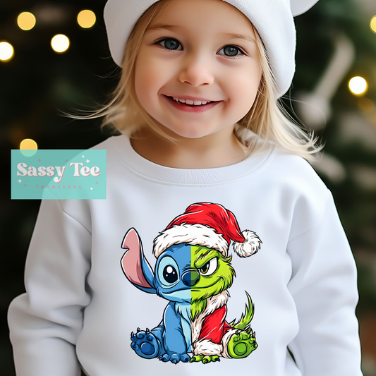 STITCH GREEN MAN SANTA HAT Kids **Preorder/Restock Ships in Est. 5-10 biz days**