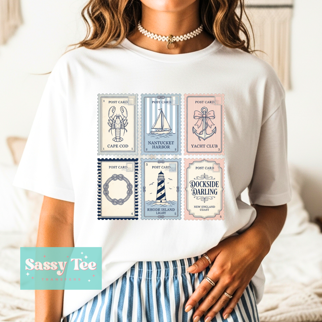 NEW ENGLAND COASTAL PINK BLUE POST CARDS **Preorder/Restock Ships in 5-10 biz days**