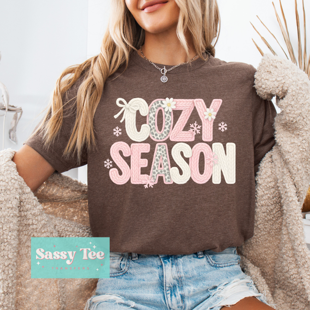 COZY SEASON PINK LEOPARD FAUX YARN **Preorder/Restock Ships in 5-10 biz days**