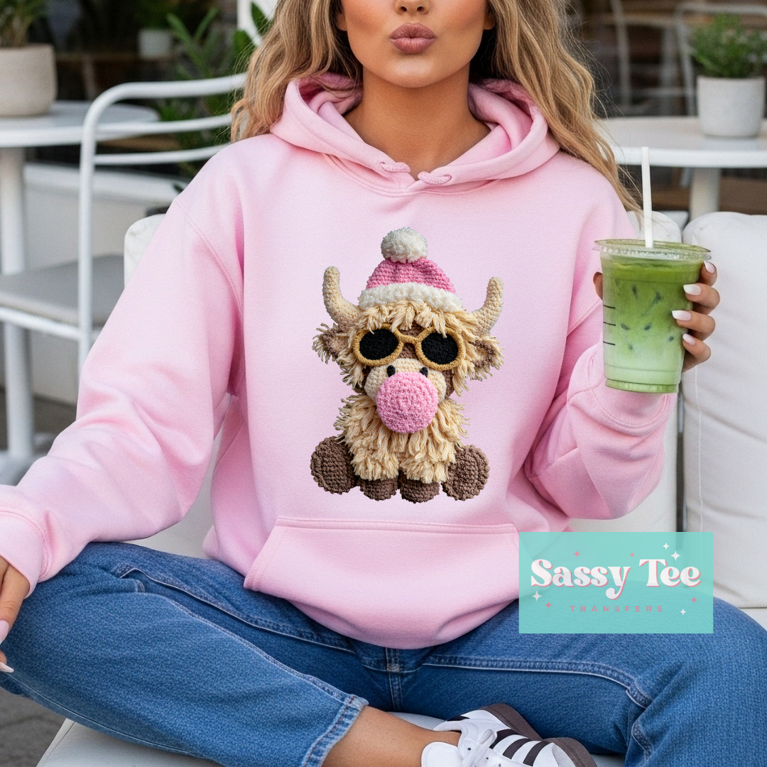 HIGHLAND COW PINK BUBBLEGUM FAUX YARN **Preorder/Restock Ships in 5-10 biz days**