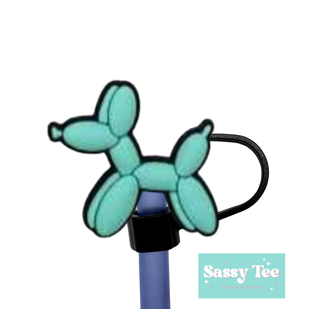 BALLOON DOG TEAL STRAW TOPPER Two Sizes