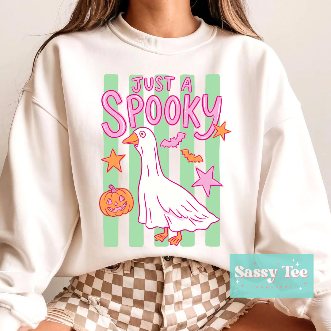 JUST A SPOOKY GOOSE GHOST PREPPY STRIPES **Preorder/Restock Ships in 5-10 biz days**