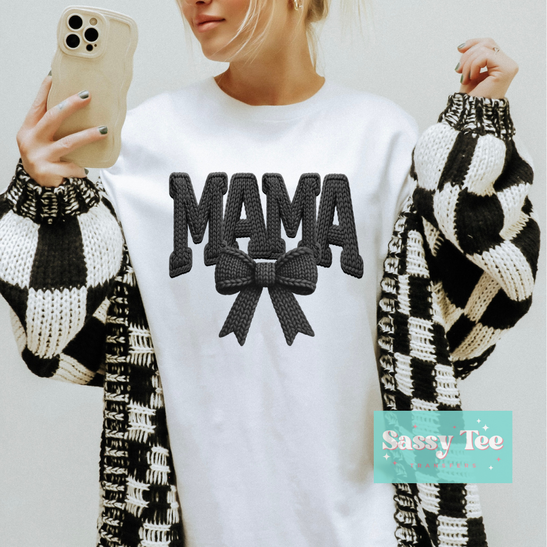 MAMA BOW BLACK FAUX YARN **Preorder/Restock Ships in 5-10 biz days**
