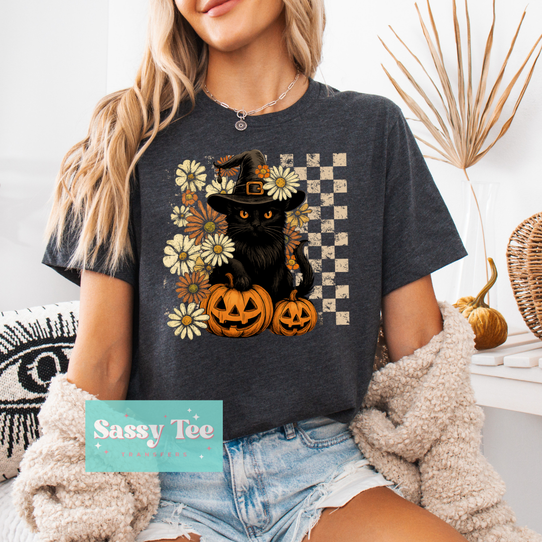 FALL RETRO BLACK CAT FLORAL **Preorder/Restock Ships in 5-10 biz days**