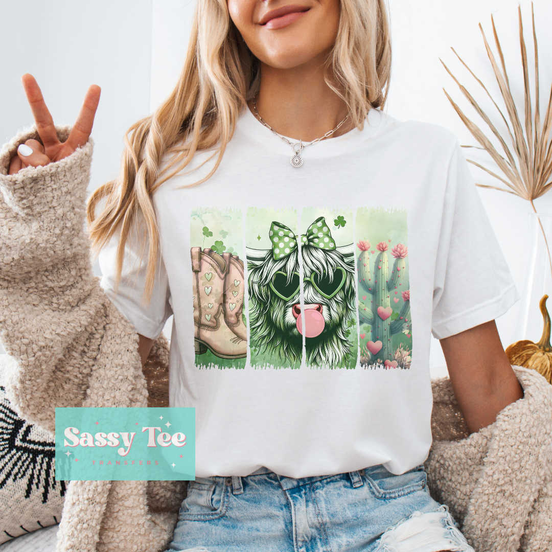 HIGHLAND COW BOOTS GREEN COUNTRY ST. PATTY **Preorder/Restock Ships in 5-10 biz days**