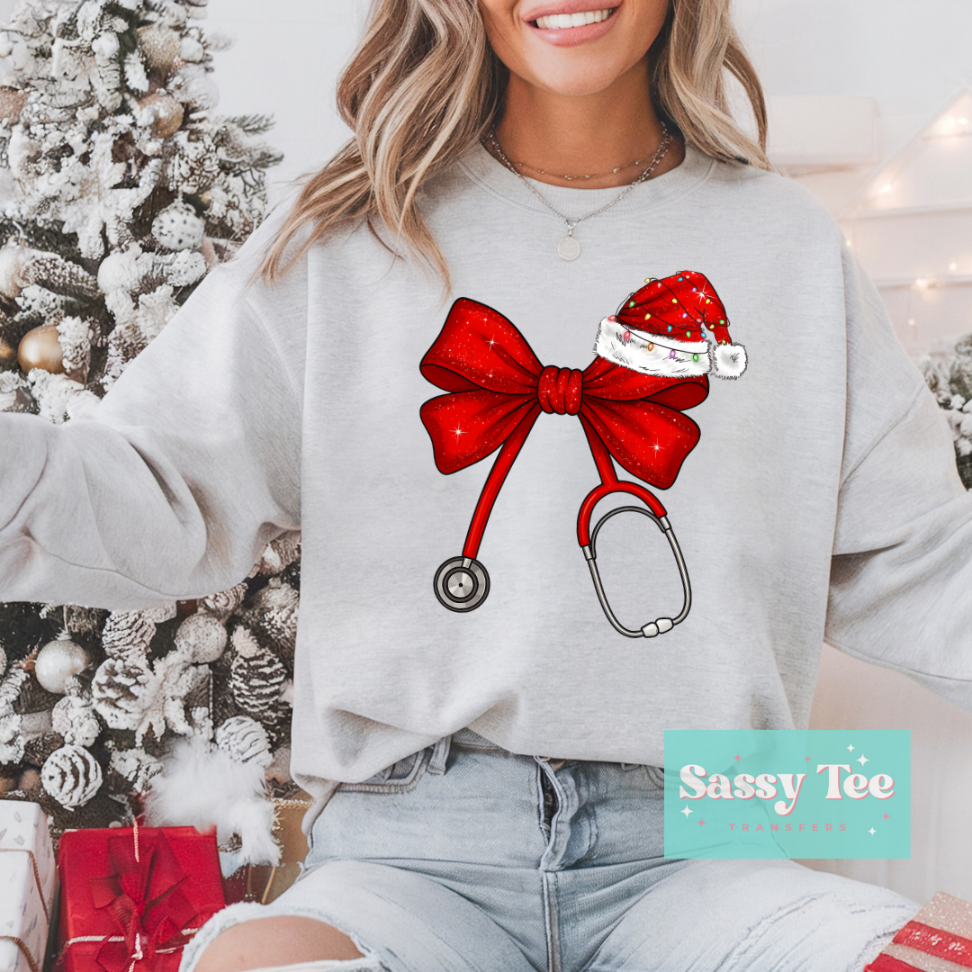 SANTA NURSE BOW **Preorder/Restock Ships in 5-10 biz days**