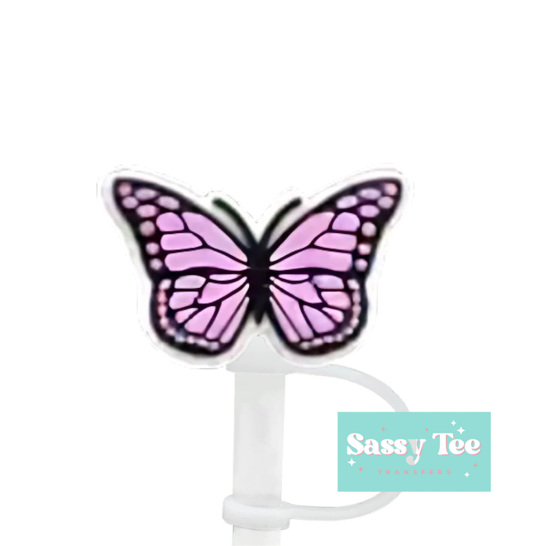 PINK BUTTERFLY STRAW TOPPER *Now two size options*