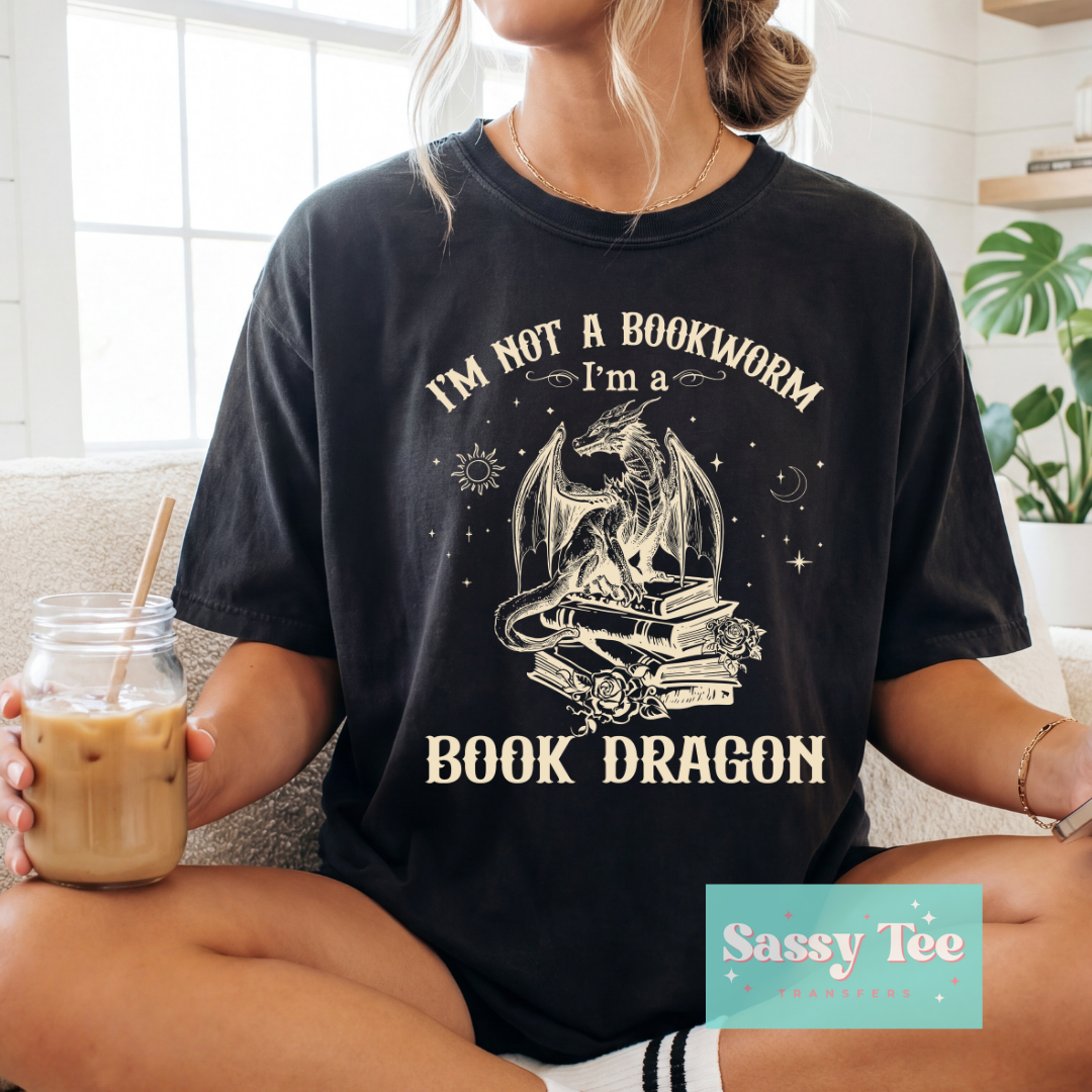 I'M NOT A BOOKWORM BOOK DRAGON CREAM **Preorder/Restock Ships in 5-10 biz days**