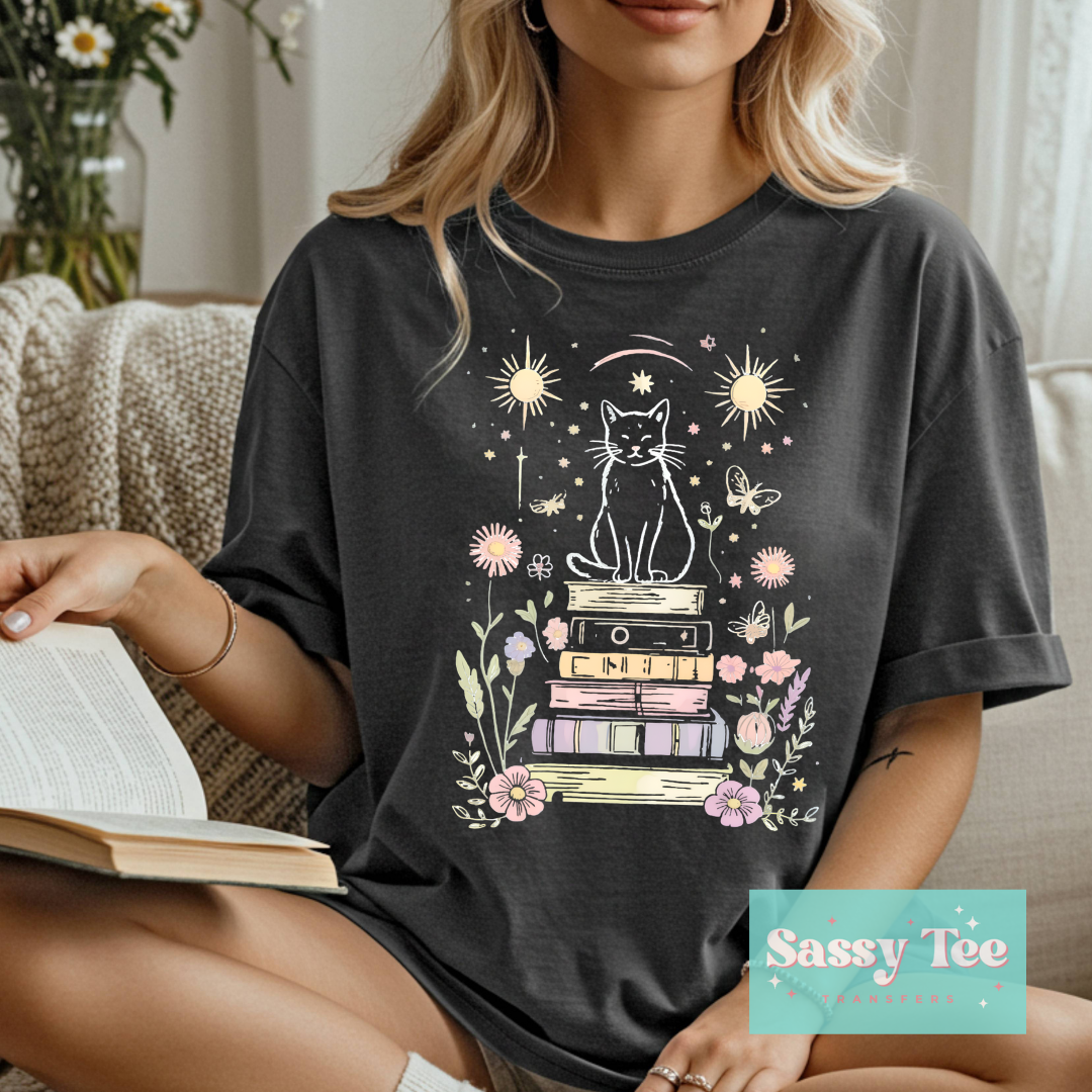 MYSTICAL CAT BOOKS FLORAL For Darker Colors **Preorder/Restock Ships in 5-10 biz days**