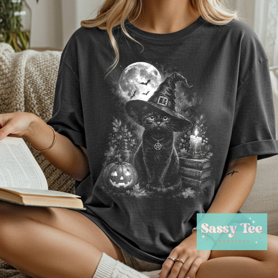 BLACK CAT MAGICAL BOOKS WITCHY For Darker Colors **Preorder/Restock Ships in 5-10 biz days**