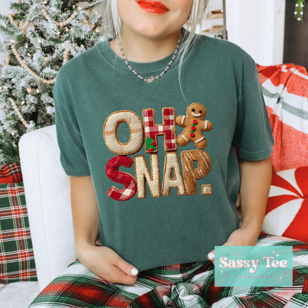 OH SNAP GINGERBREAD FAUX PATCHWORK **Preorder/Restock Ships in Est. 5-10 biz days**
