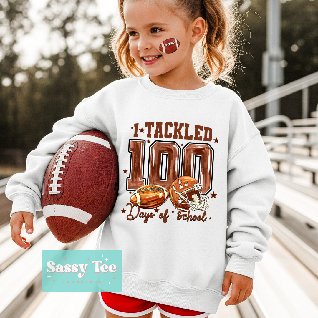 I TACKLED 100 DAYS SCHOOL FOOTBALL Kids **Preorder/Restock Ships in Est. 5-10 biz days**