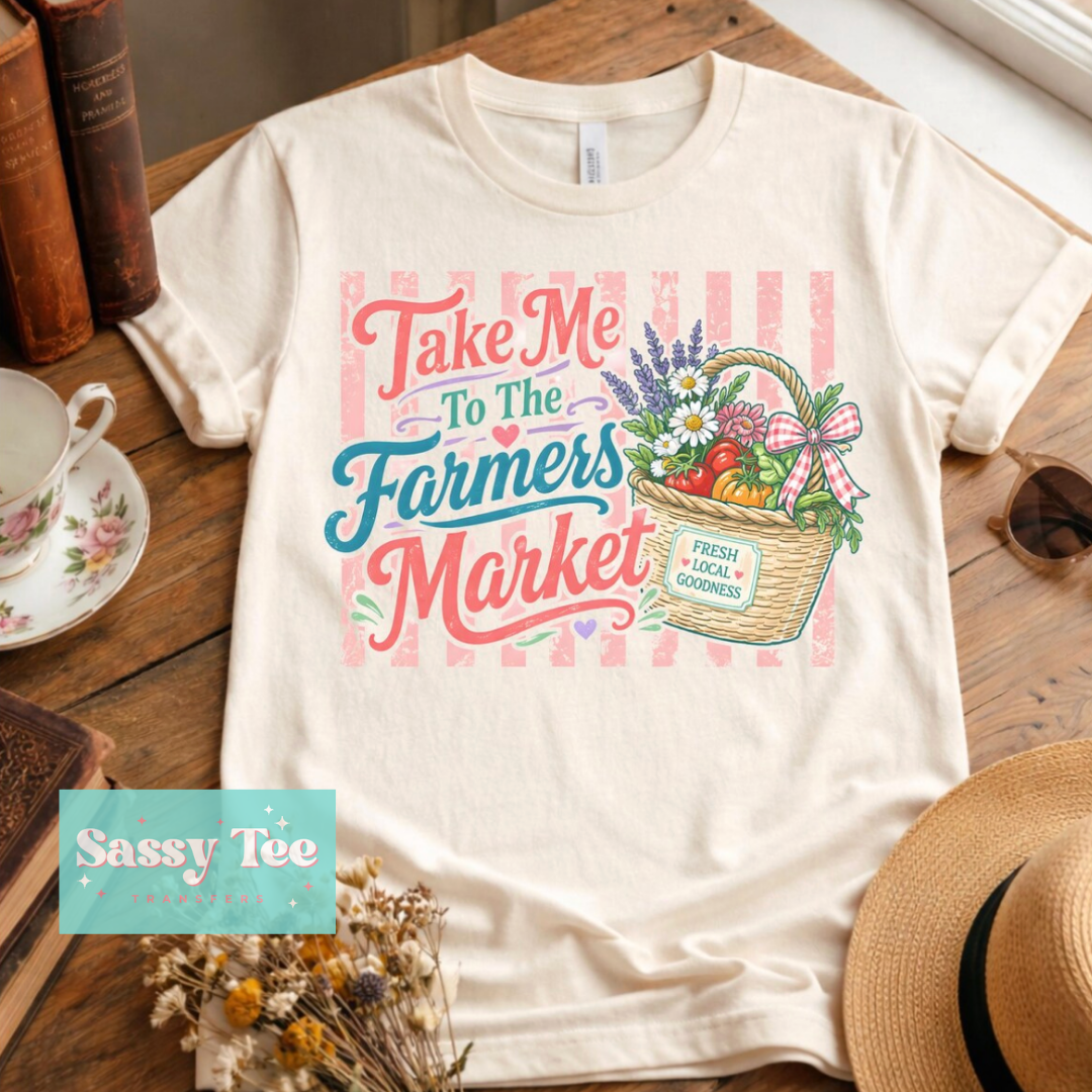TAKE ME TO THE FARMER'S MARKET BASKET PREPPY STRIPES **Preorder/Restock Ships in 5-10 biz days**