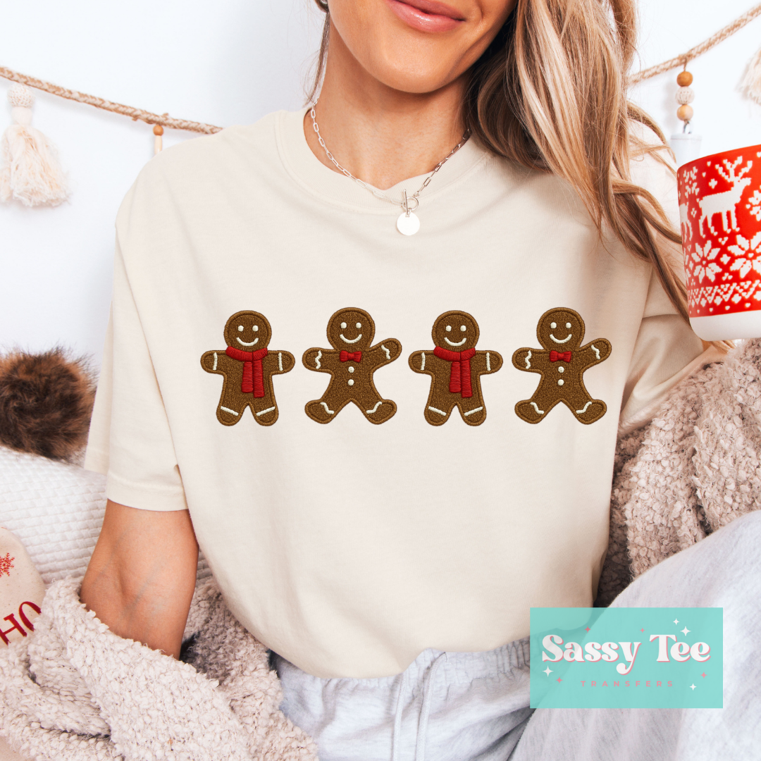 GINGERBREAD MEN FAUX EMBROIDER **Preorder/Restock Ships in Est. 5-10 biz days**