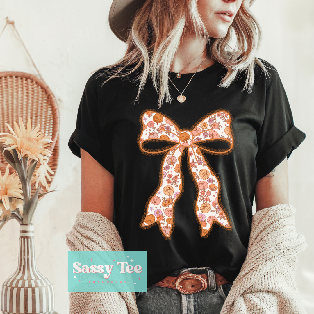 FALL BOW LACE FLORAL PUMPKINS **Preorder/Restock Ships in 5-10 biz days**