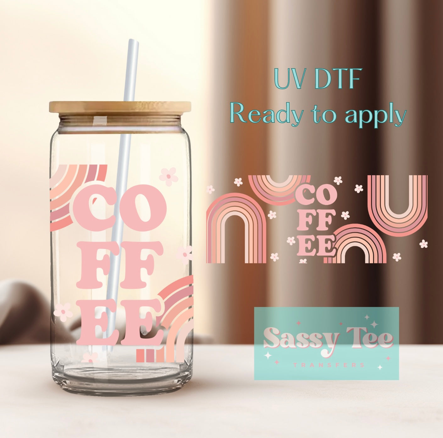 RETRO COFFEE RAINBOW UV DTF CUP WRAP *Limited Restock Starts shipping 9/3*