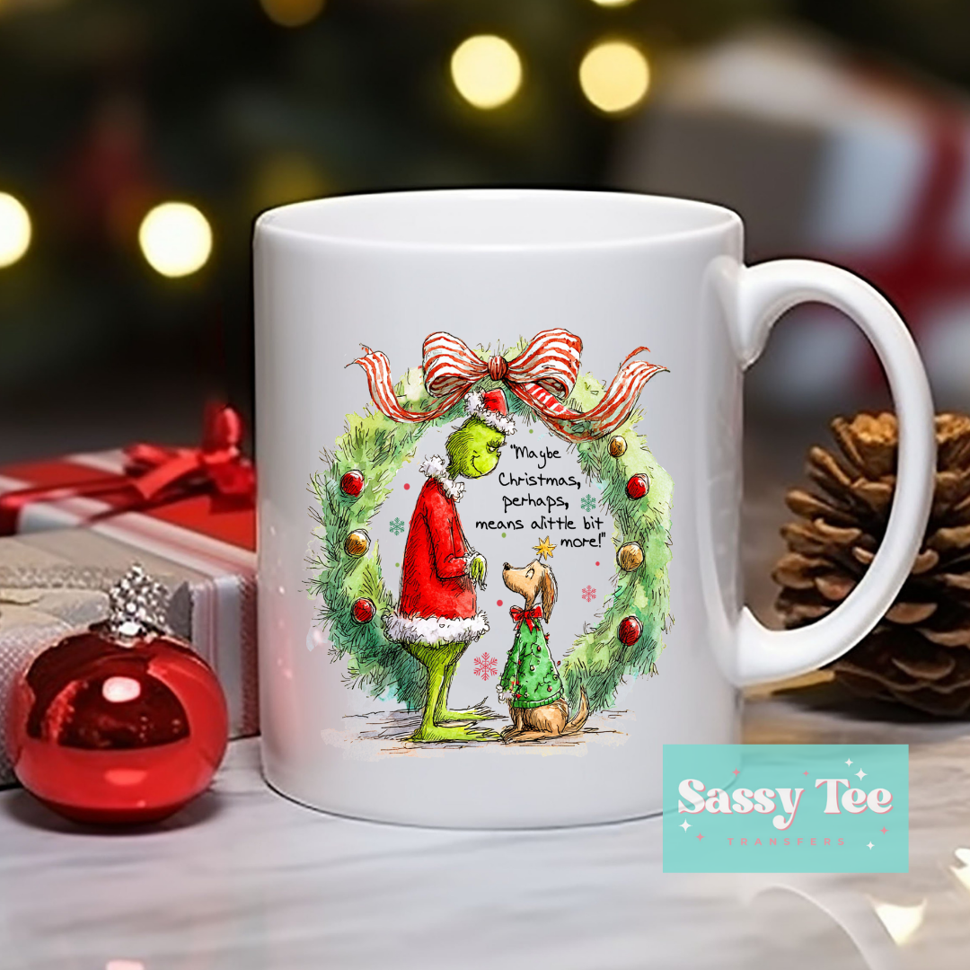 GREEN MAN MAYBE CHRISTMAS UV DTF DECAL **Preorder/Restock Ships in 5-10 biz days**