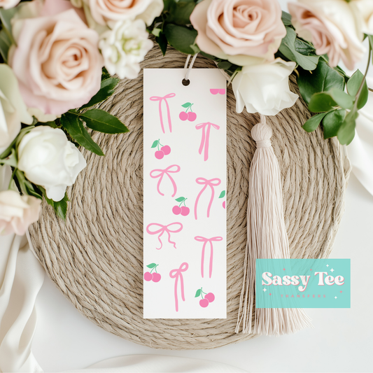 CHERRY COQUETTE BOWS UV DTF BOOKMARK DECAL