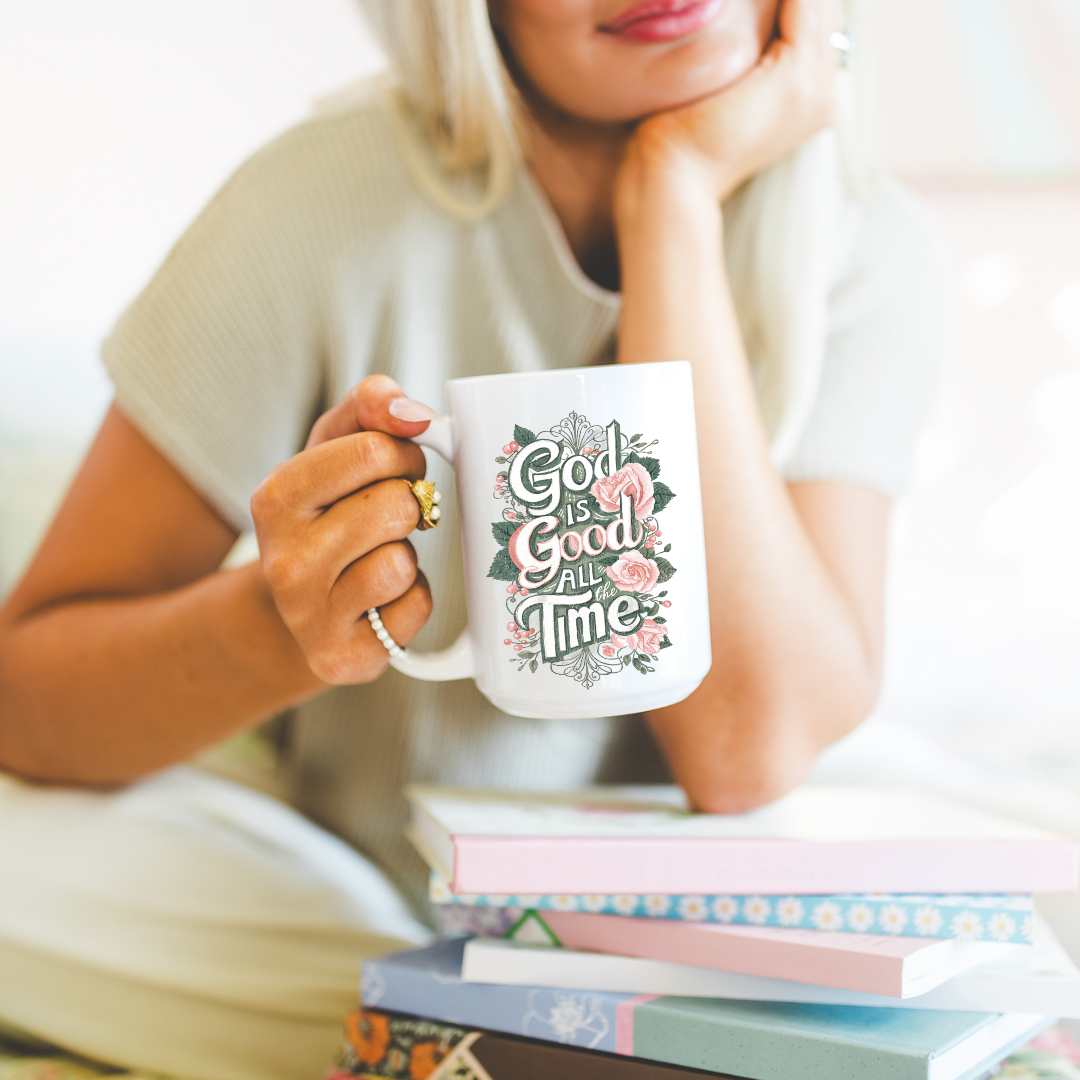 GOD IS GOOD ALL THE TIME ROSES UV DTF CUP WRAP **Preorder/Restock Ships in 5-10 biz days**