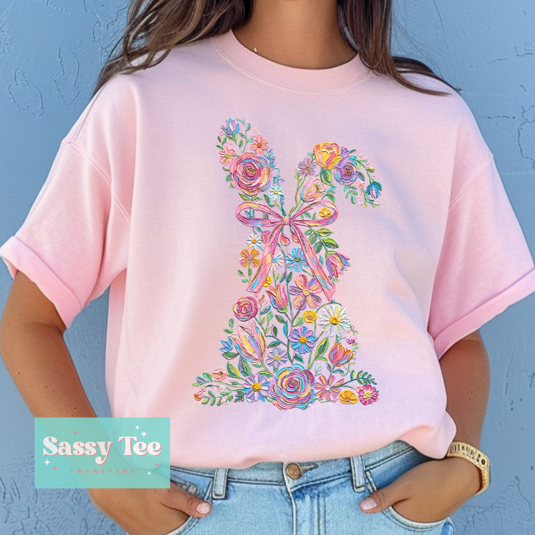 FLORAL BUNNY BOW FAUX TEXTURE PAINT **Preorder/Restock Ships in 5-10 biz days**