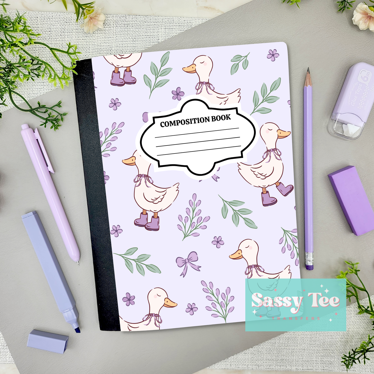 GOOSE LAVENDER BOWS Peel + Stick Notebook Cover SET