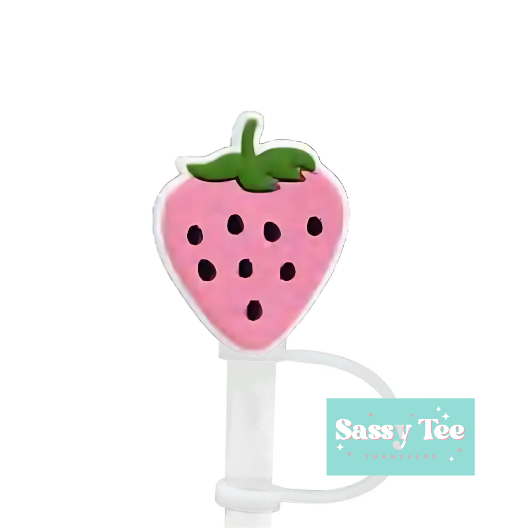 PINK STRAWBERRY STRAW TOPPER *Now two size options*