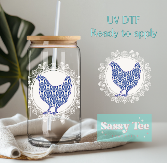 CHICKEN LACE TOILE  UV DTF CUP DECAL