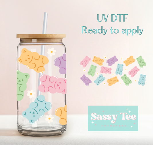 GUMMY BEARS FLOWERS UV DTF CUP WRAP