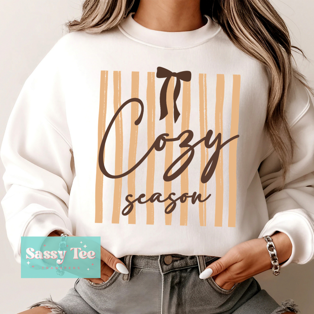 COZY SEASON BROWN BOW PREPPY STRIPES **Preorder/Restock Ships in 5-10 biz days**
