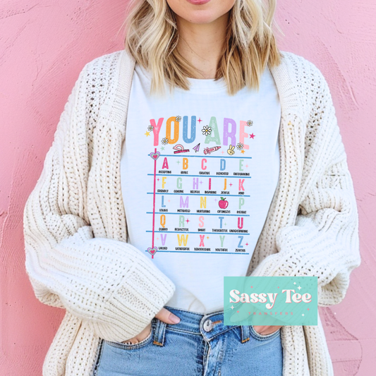 YOU ARE TEACH AFFIRMATIONS ABC'S *Preorder Restock Ships in Est. 5-10 biz days*