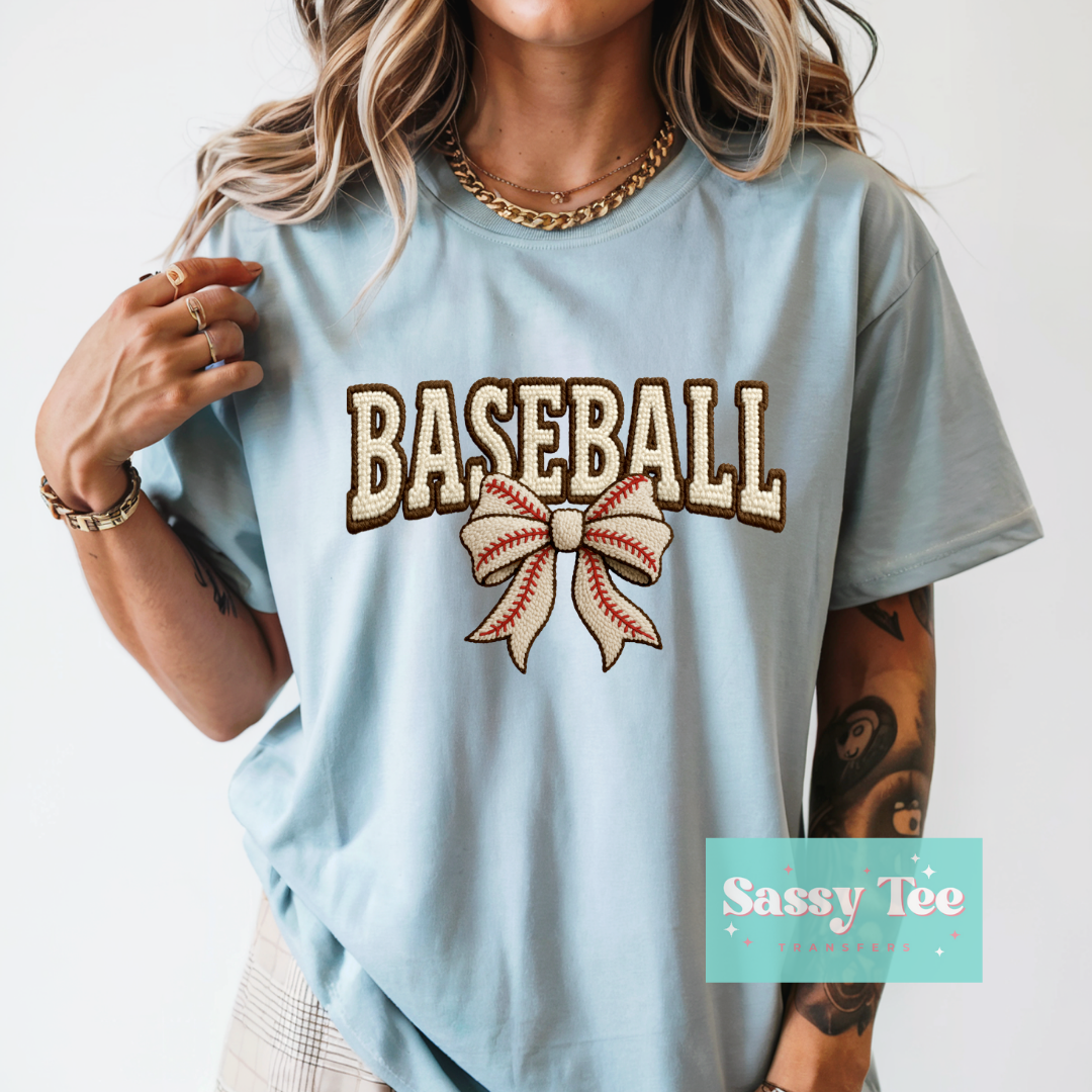 BASEBALL BOW FAUX YARN **Preorder/Restock Ships in 5-10 biz days**