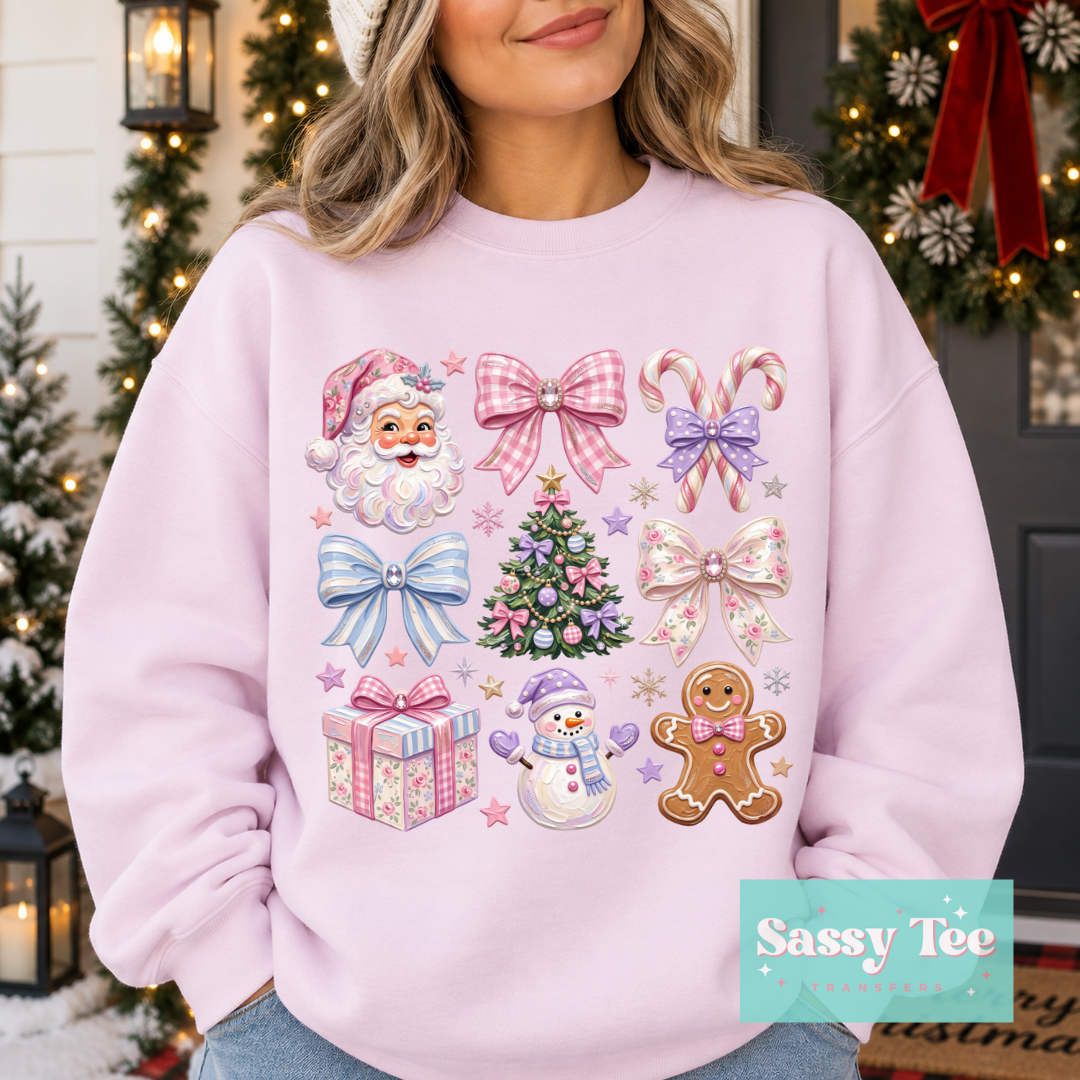 CHRISTMAS SANTA PASTEL BOW COQUETTE FAUX TEXTURE PAINT **Preorder/Restock Ships in 5-10 biz days**