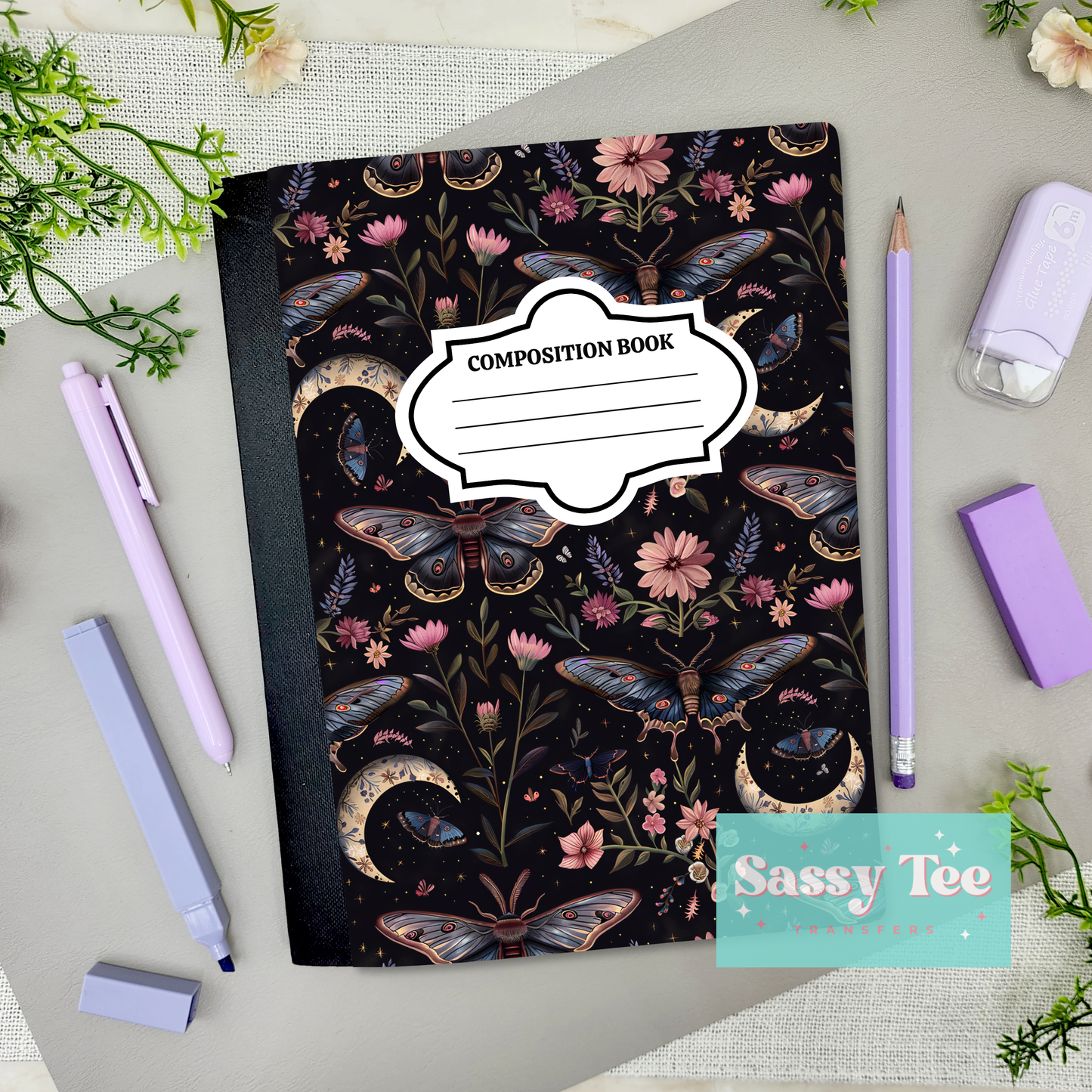 NIGHT GARDEN MOON MOTH Peel + Stick Notebook Cover SET