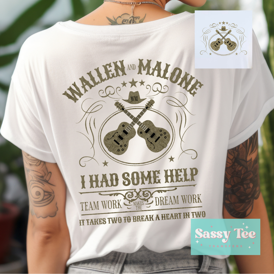 I HAD SOME HELP W. M. Front/Back options