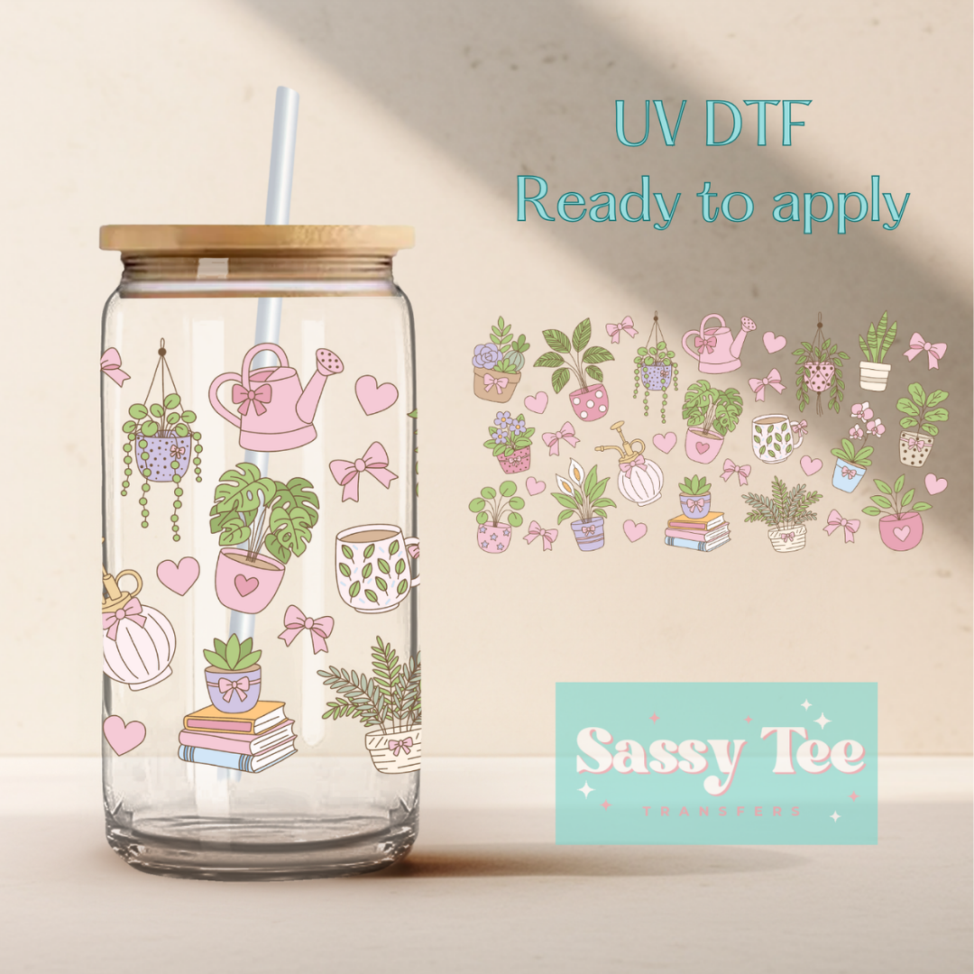 HOUSE PLANT LIFE PINK UV DTF *DOUBLE SIDED* CUP WRAP **Preorder/Restock Ships in 5-10 biz days**