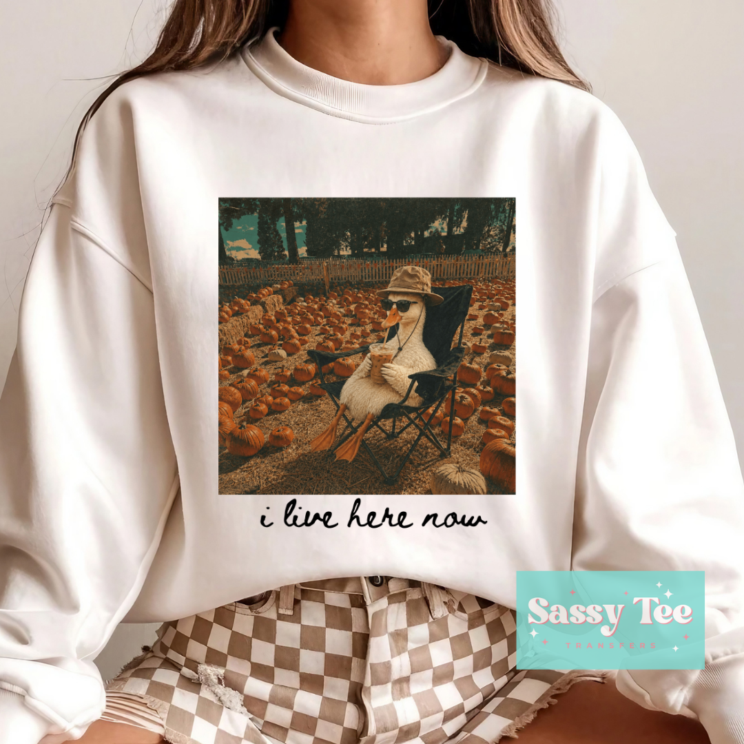 I LIVE HERE NOT GOOSE FALL PUMPKINS **Preorder/Restock Ships in 5-10 biz days**