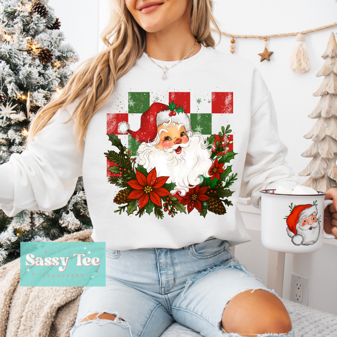 RETRO CHECKERED SANTA POINSETTIA RED **Preorder/Restock Ships in Est. 5-10 biz days**