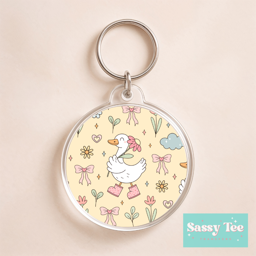 GOOSE SPRING YELLOW UV DTF *DOUBLE SIDED* ROUND KEYCHAIN DECAL **Preorder/Restock Ships in 5-10 biz days**