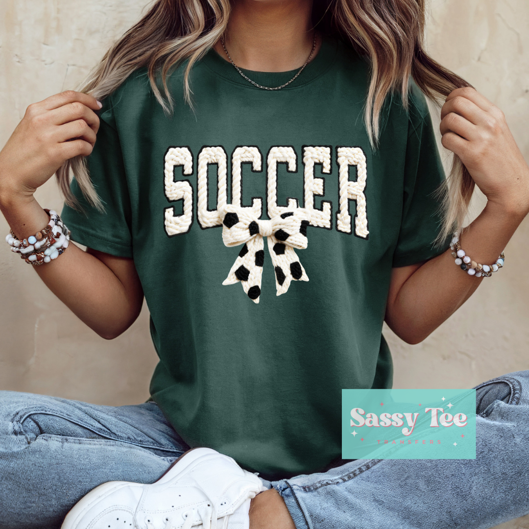 SOCCER BOW FAUX YARN **Preorder/Restock Ships in 5-10 biz days**