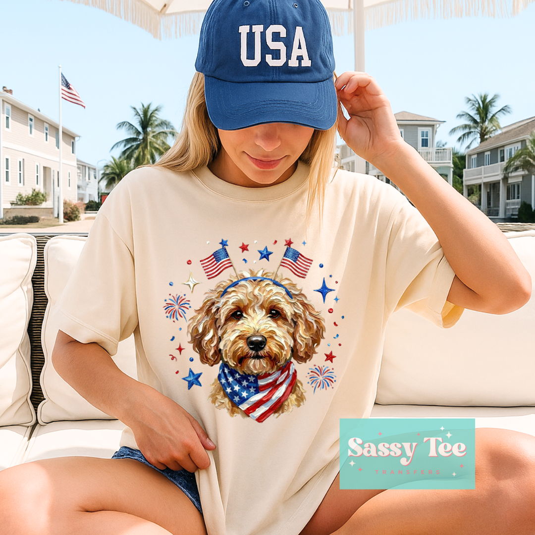 JULY FOURTH GOLDENDOODLE FAUX TEXTURE PAINT **Preorder/Restock Ships in 5-10 biz days**