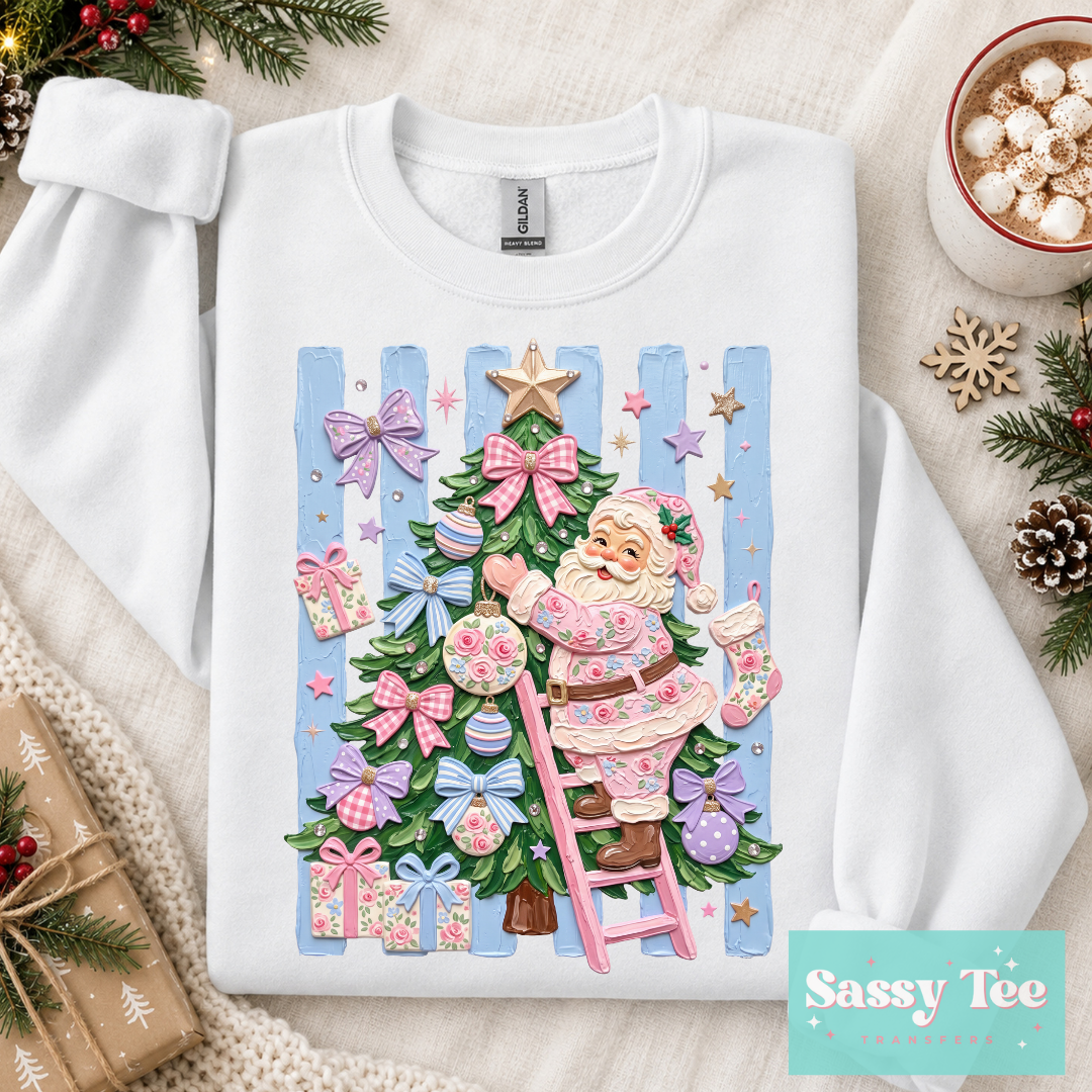 SANTA TREE PASTELS PREPPY STRIPES FAUX TEXTURE PAINT **Preorder/Restock Ships in 5-10 biz days** •
