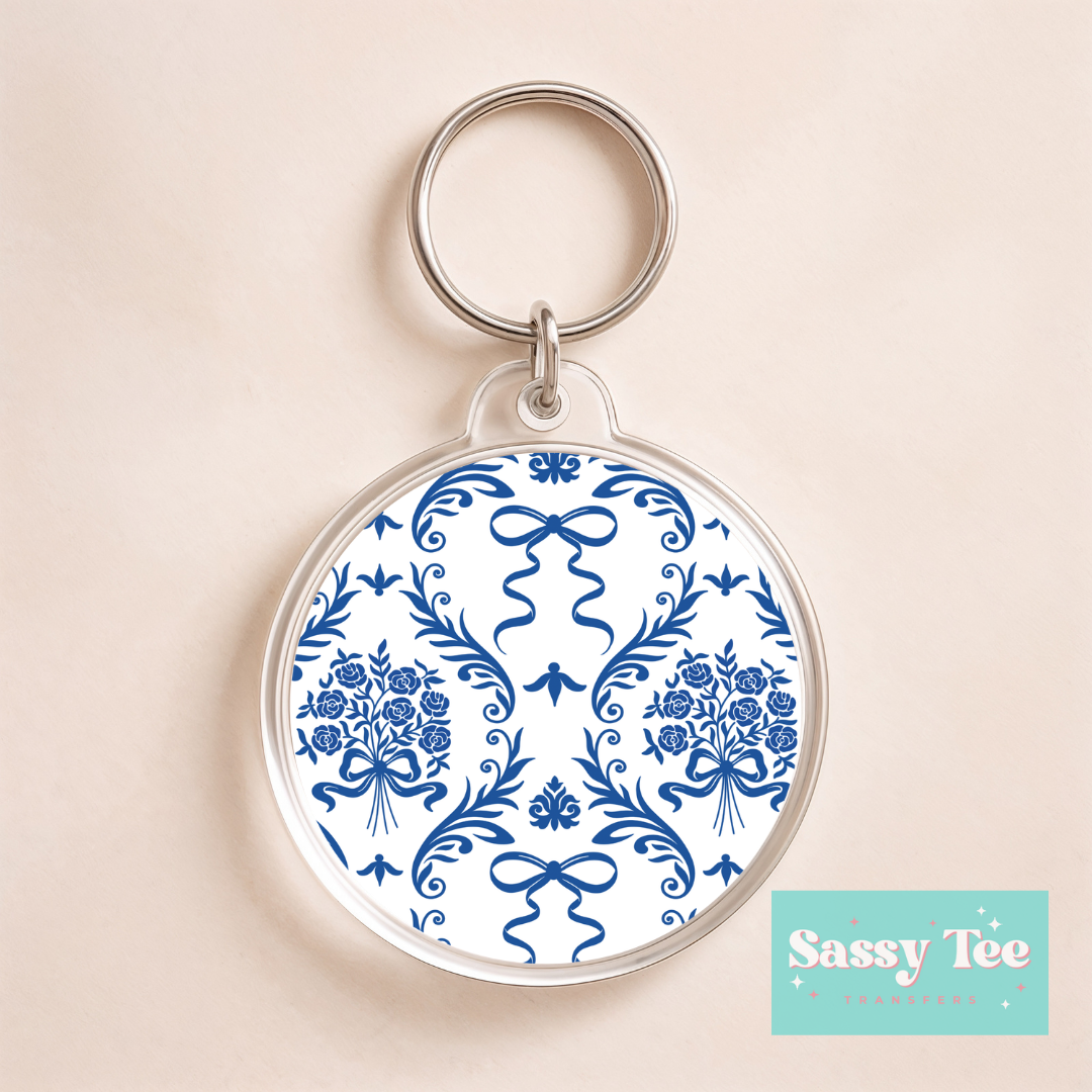BLUE TOILE VINTAGE UV DTF *DOUBLE SIDED* ROUND KEYCHAIN DECAL **Preorder/Restock Ships in 5-10 biz days**