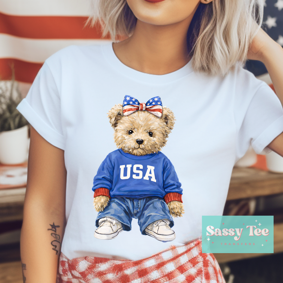 USA CUTE TEDDY BOW SWEATER **Preorder/Restock Ships in 5-10 biz days**