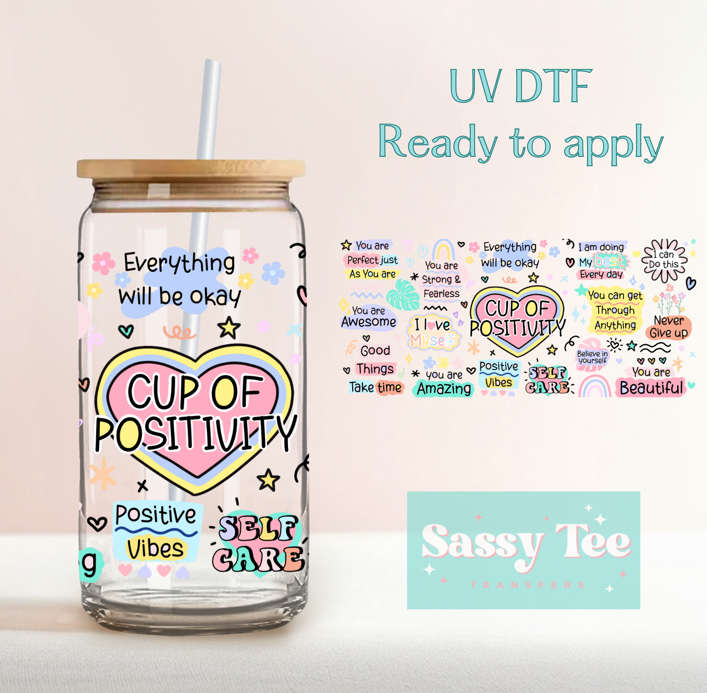 CUP OF POSITIVITY UV DTF CUP WRAP