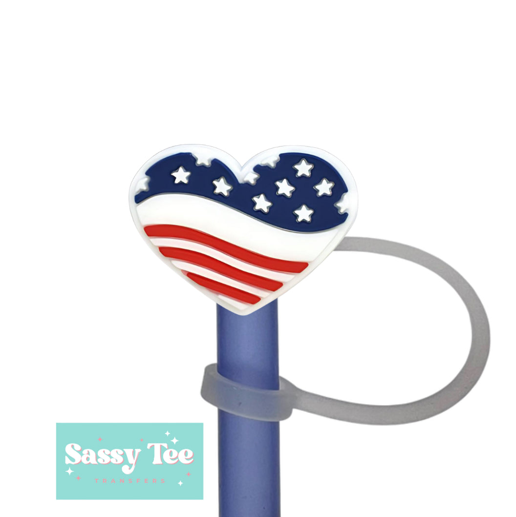 USA HEART STRAW TOPPER