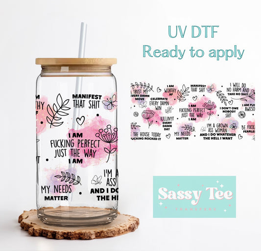 SASSY AFFIRMATIONS UV DTF CUP WRAP *Restocked